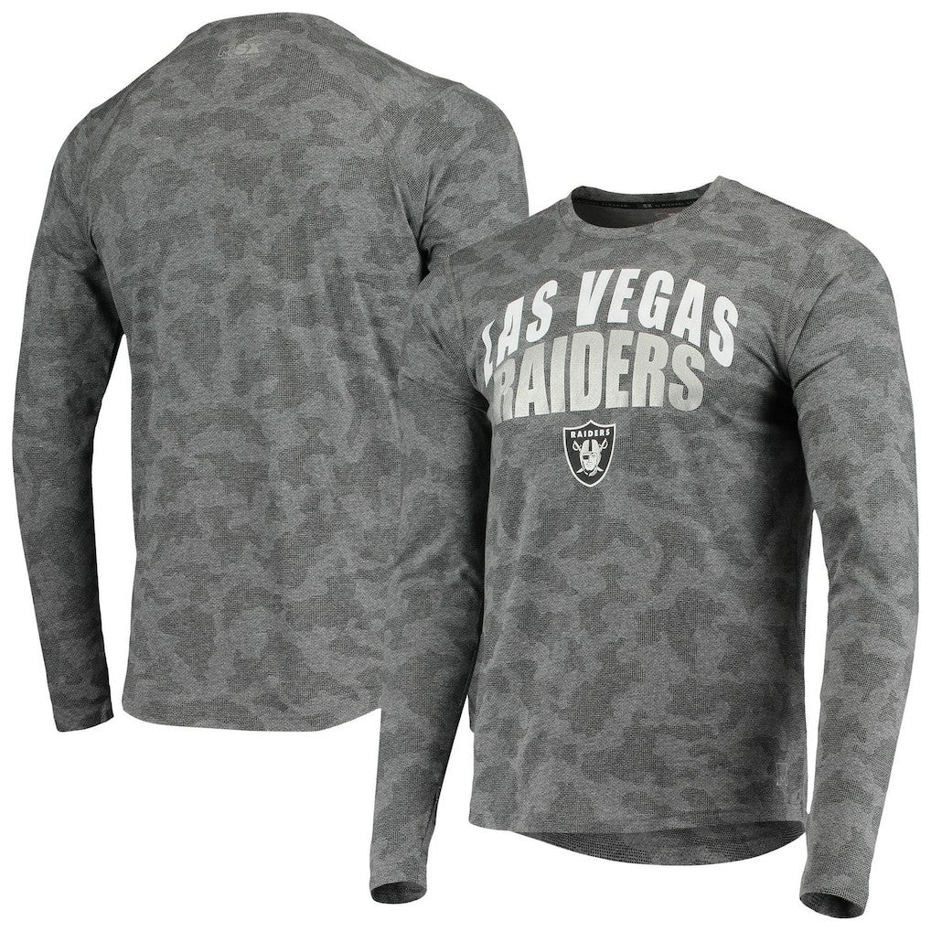 Las Vegas Raiders MSX by Michael Strahan Camo Performance Long Sleeve T-Shirt Black | NFL