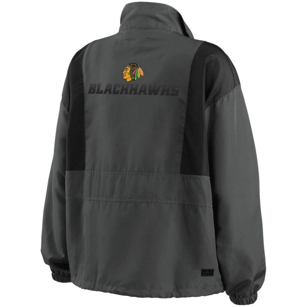 Chicago Blackhawks WEAR by Erin Andrews Women's Popover Packable Half-Zip Jacket - Charcoal - NHL