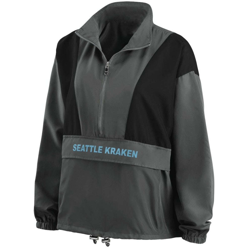 Seattle Kraken WEAR by Erin Andrews Women's Popover Packable Half-Zip Jacket - Charcoal - NHL
