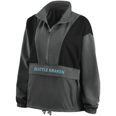 Seattle Kraken WEAR by Erin Andrews Women's Popover Packable Half-Zip Jacket - Charcoal - NHL