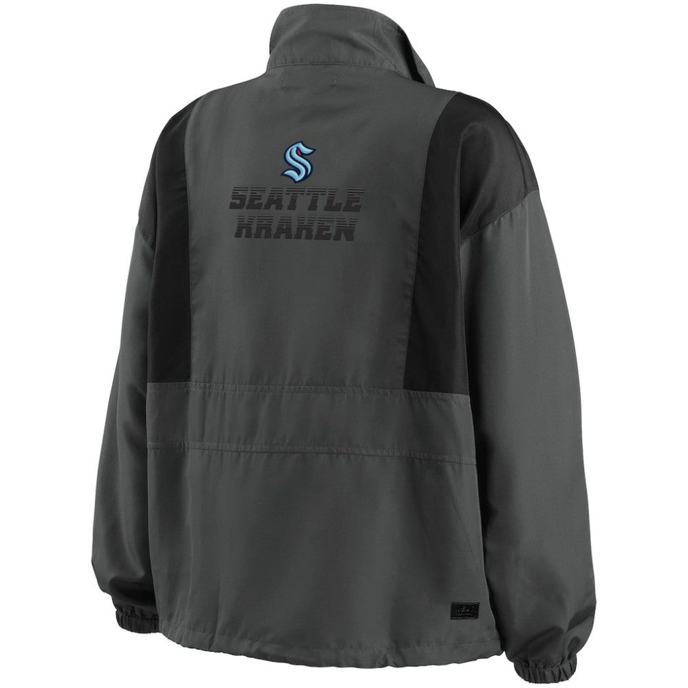 Seattle Kraken WEAR by Erin Andrews Women's Popover Packable Half-Zip Jacket - Charcoal - NHL