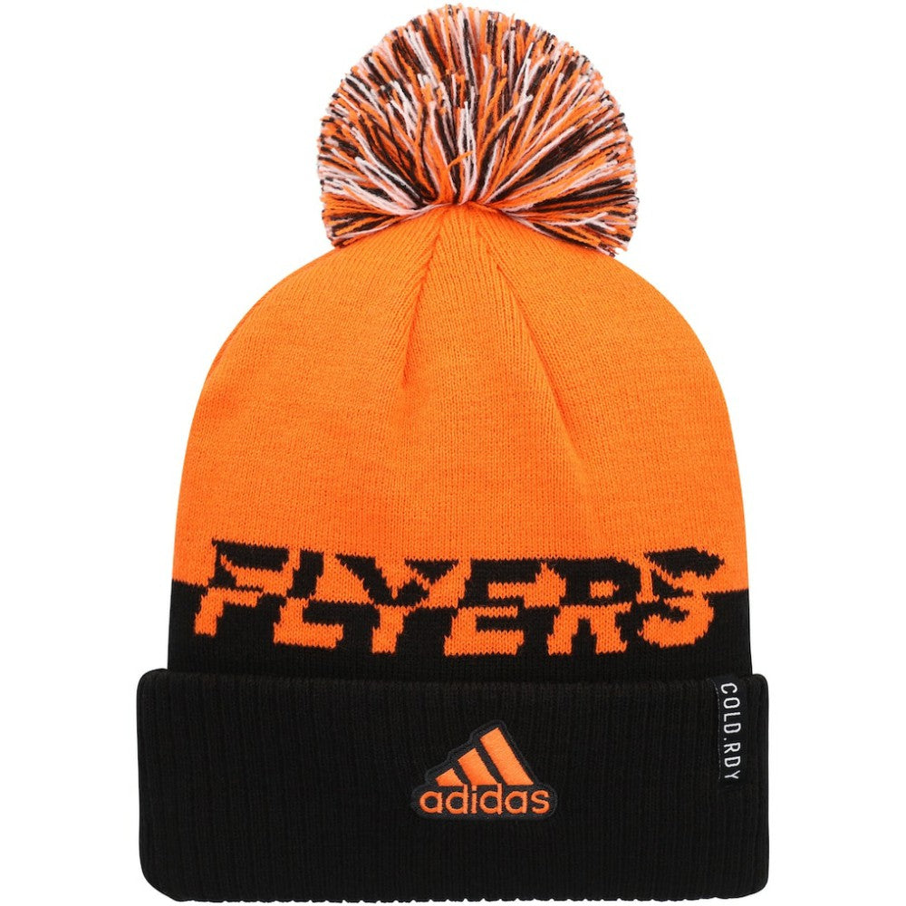 Philadelphia Flyers adidas COLD.RDY Cuffed Knit Hat with Pom - Orange/Black - NHL