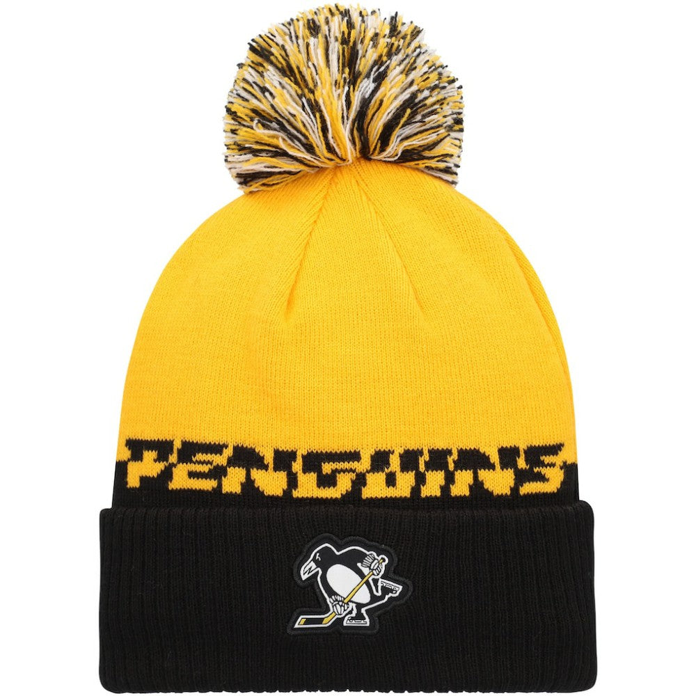 Pittsburgh Penguins adidas COLD.RDY Cuffed Knit Hat with Pom - Yellow/Black - NHL