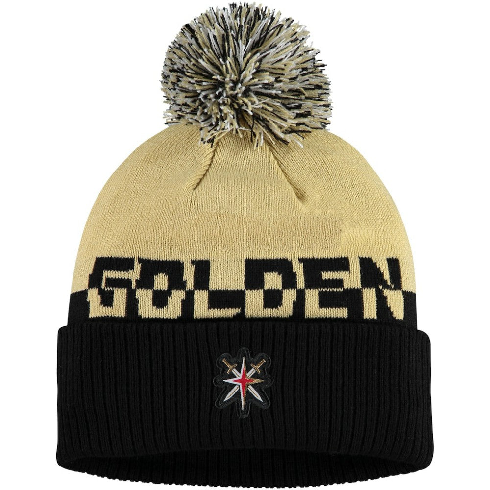 Vegas Golden Knights adidas COLD.RDY Cuffed Knit Hat with Pom - Gold/Black - NHL