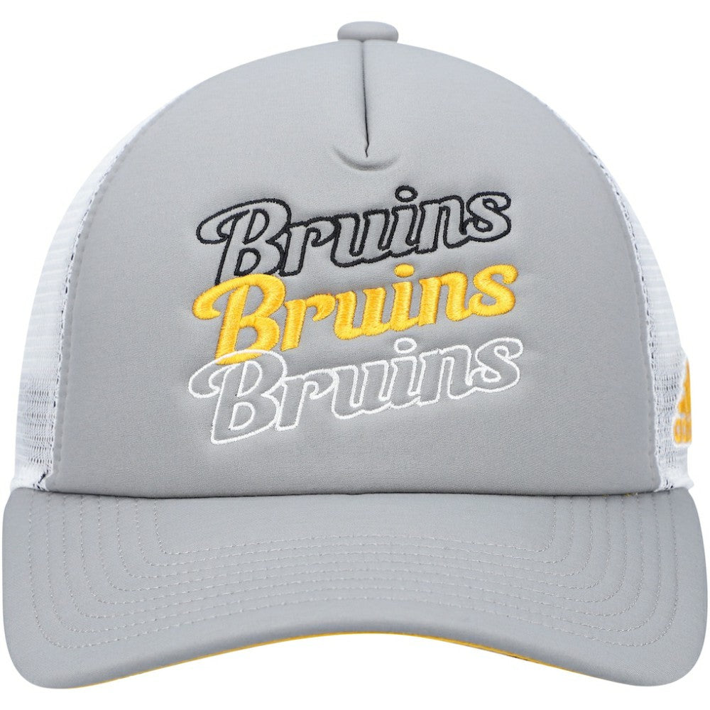 Boston Bruins adidas Women's Foam Trucker Snapback Hat - Gray/White - NHL