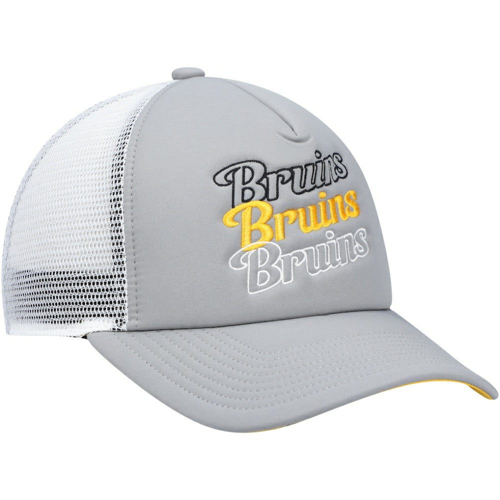 Boston Bruins adidas Women's Foam Trucker Snapback Hat - Gray/White - NHL