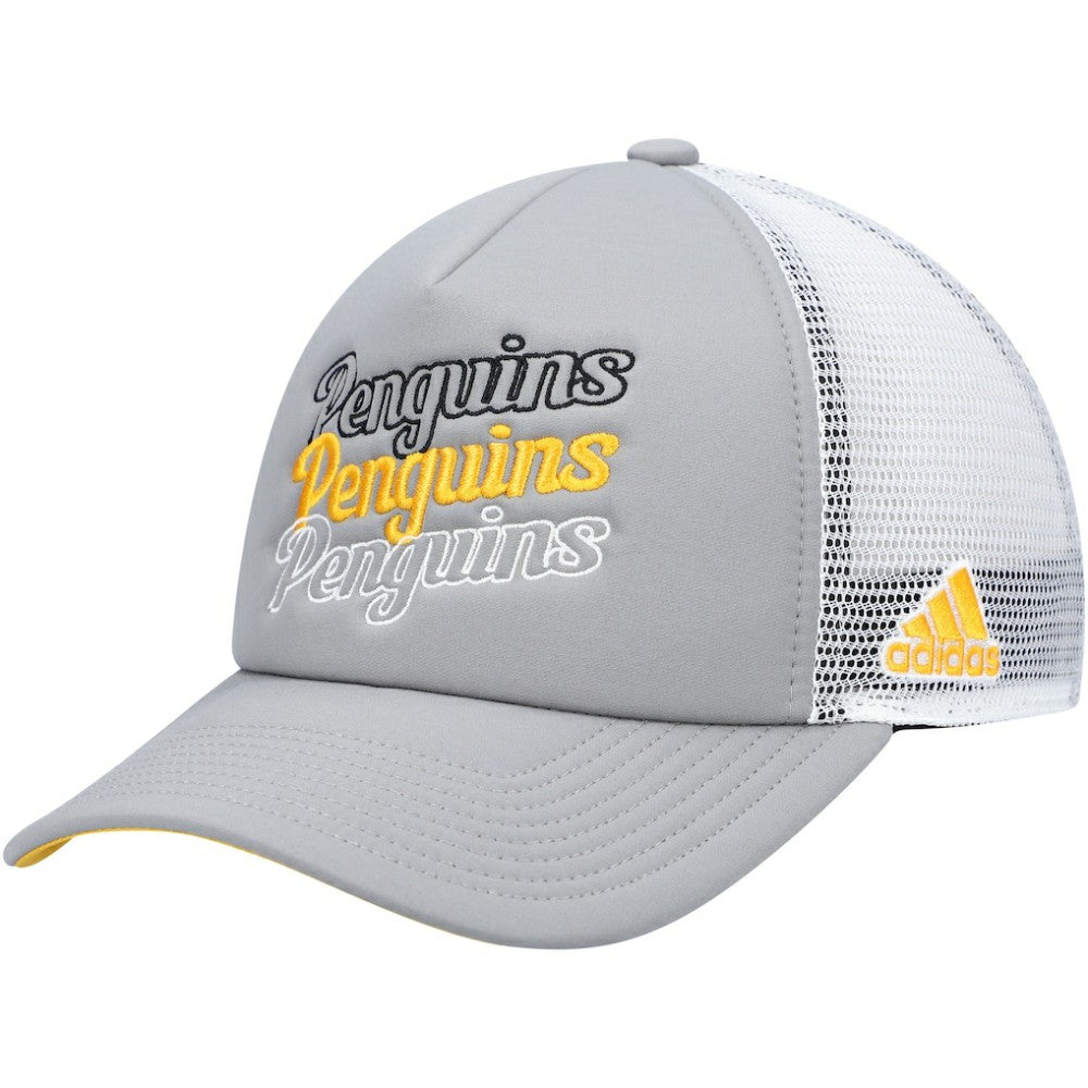 Pittsburgh Penguins adidas Women's Foam Trucker Snapback Hat - Gray/White - NHL