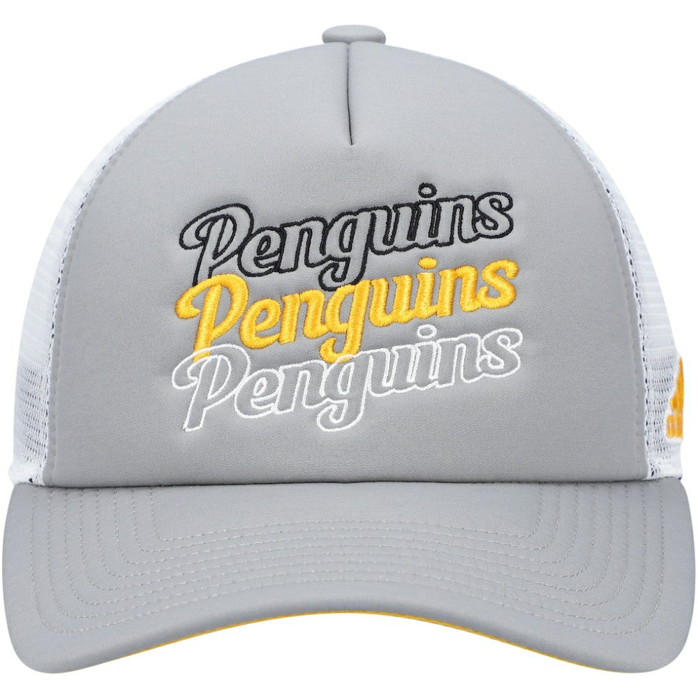 Pittsburgh Penguins adidas Women's Foam Trucker Snapback Hat - Gray/White - NHL