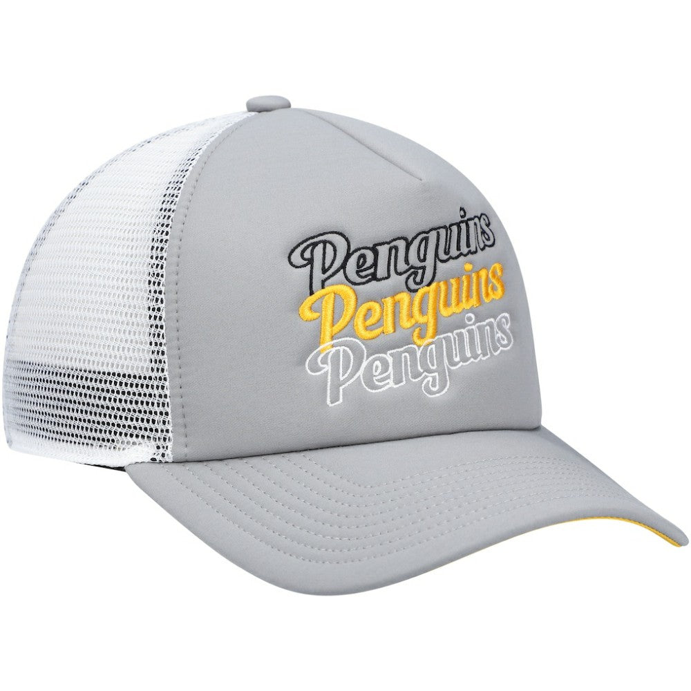 Pittsburgh Penguins adidas Women's Foam Trucker Snapback Hat - Gray/White - NHL