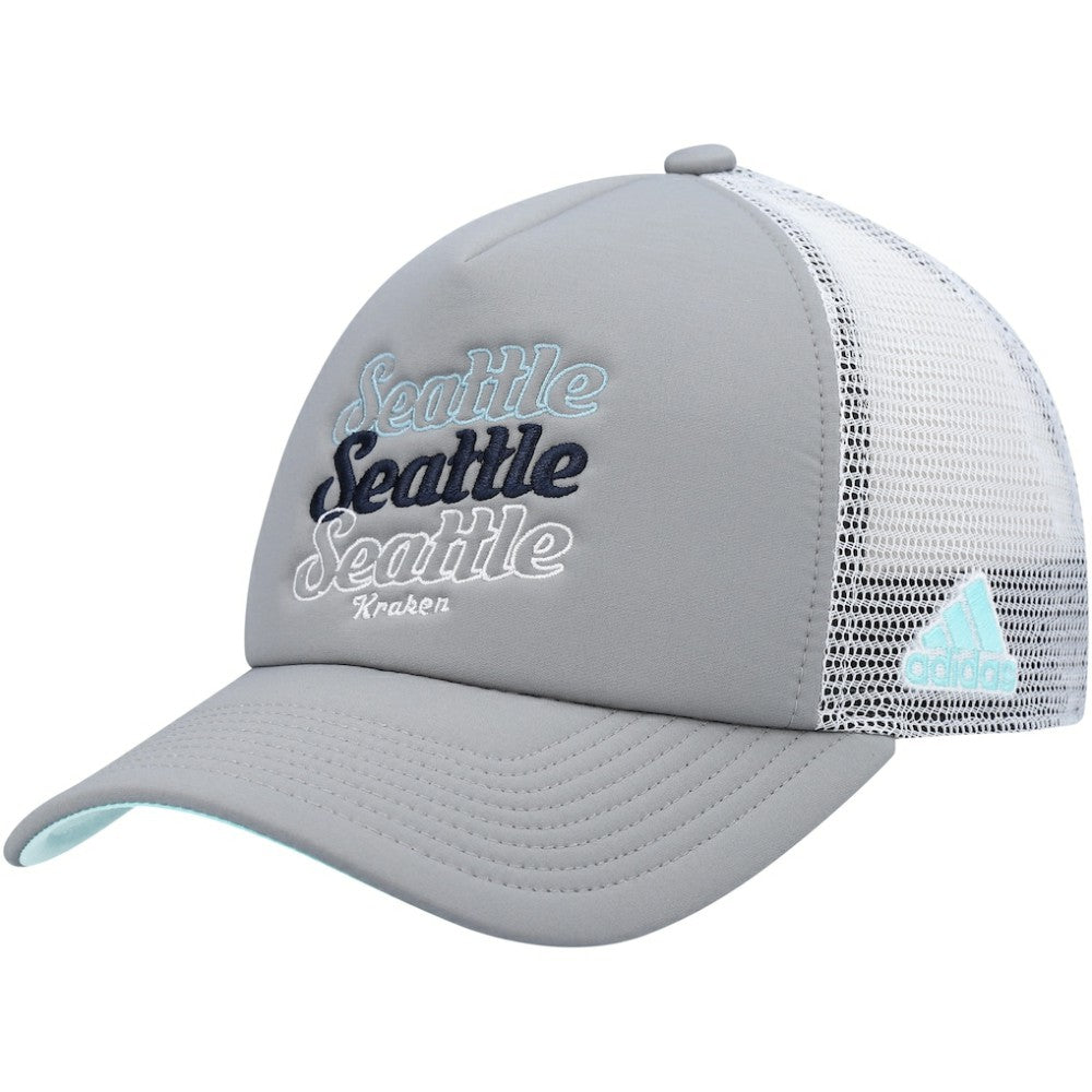 Seattle Kraken adidas Women's Foam Trucker Snapback Hat - Gray/White - NHL
