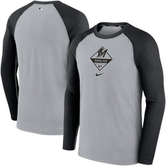 Miami Marlins Nike Game Authentic Collection Performance Raglan Long Sleeve T-Shirt - MLB