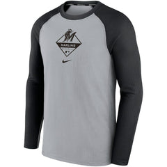 Miami Marlins Nike Game Authentic Collection Performance Raglan Long Sleeve T-Shirt - MLB