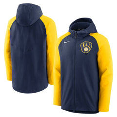 Milwaukee Brewers Nike Authentic Collection Performance Raglan Full-Zip Hoodie - MLB