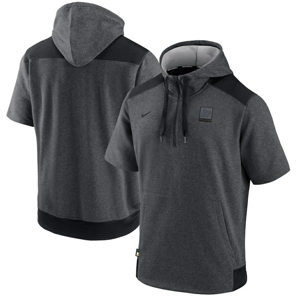Athletics Nike Authentic Collection Dry Flux Performance Quarter-Zip Short Sleeve Hoodie - MLB