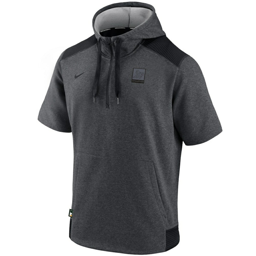 Athletics Nike Authentic Collection Dry Flux Performance Quarter-Zip Short Sleeve Hoodie - MLB