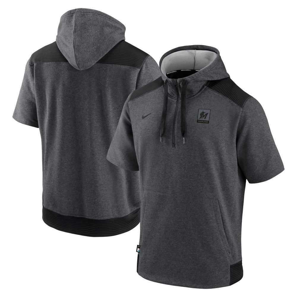 Miami Marlins Nike Authentic Collection Dry Flux Performance Quarter-Zip Short Sleeve Hoodie - MLB