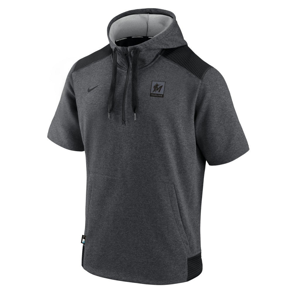 Miami Marlins Nike Authentic Collection Dry Flux Performance Quarter-Zip Short Sleeve Hoodie - MLB