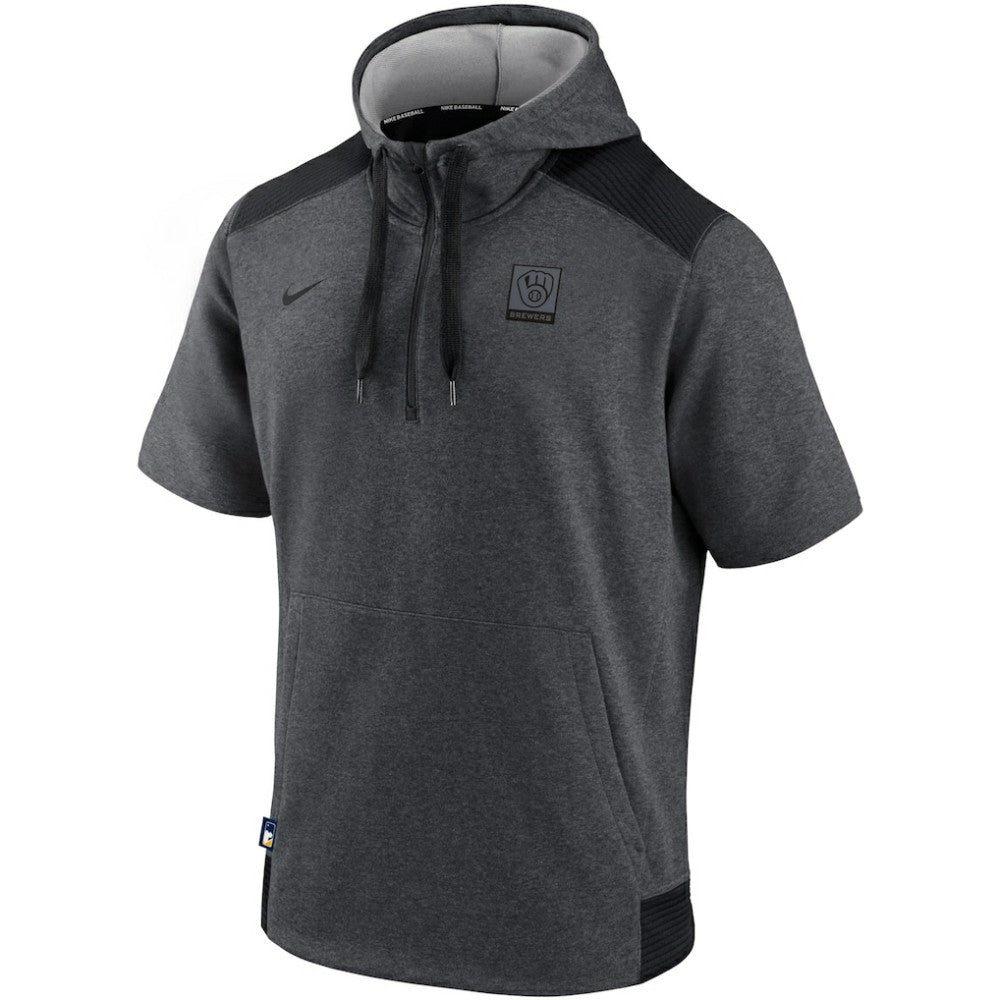 Milwaukee Brewers Nike Authentic Collection Dry Flux Performance Quarter-Zip Short Sleeve Hoodie - MLB