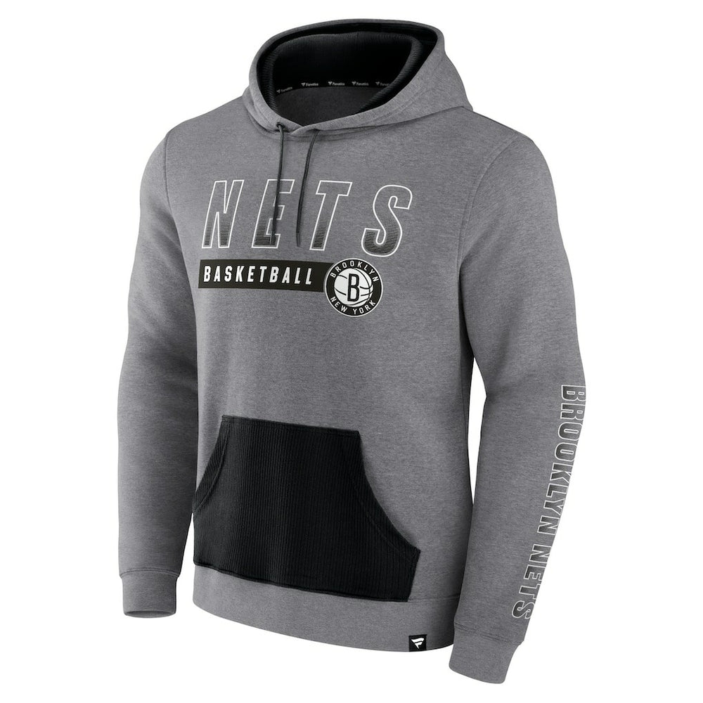 Brooklyn Nets Off The Bench Color Block Pullover Hoodie Heathered Gray - NBA