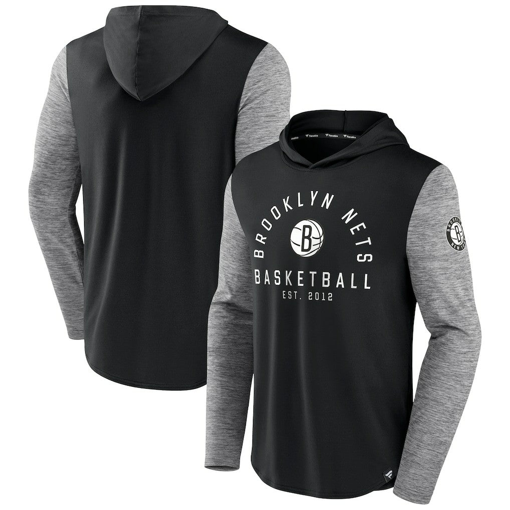 Brooklyn Nets Deep Rotation Performance Pullover Hoodie Black/Heathered Charcoal - NBA