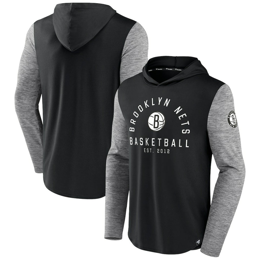 Brooklyn Nets Deep Rotation Performance Pullover Hoodie Black/Heathered Charcoal - NBA