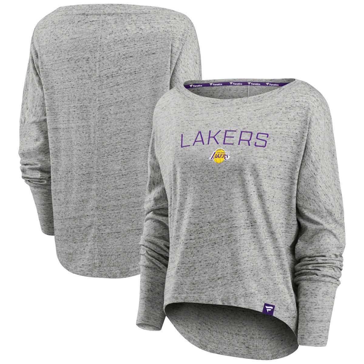Los Angeles Lakers Women's Nostalgia Off-The-Shoulder Long Sleeve T-Shirt Heathered Gray - NBA