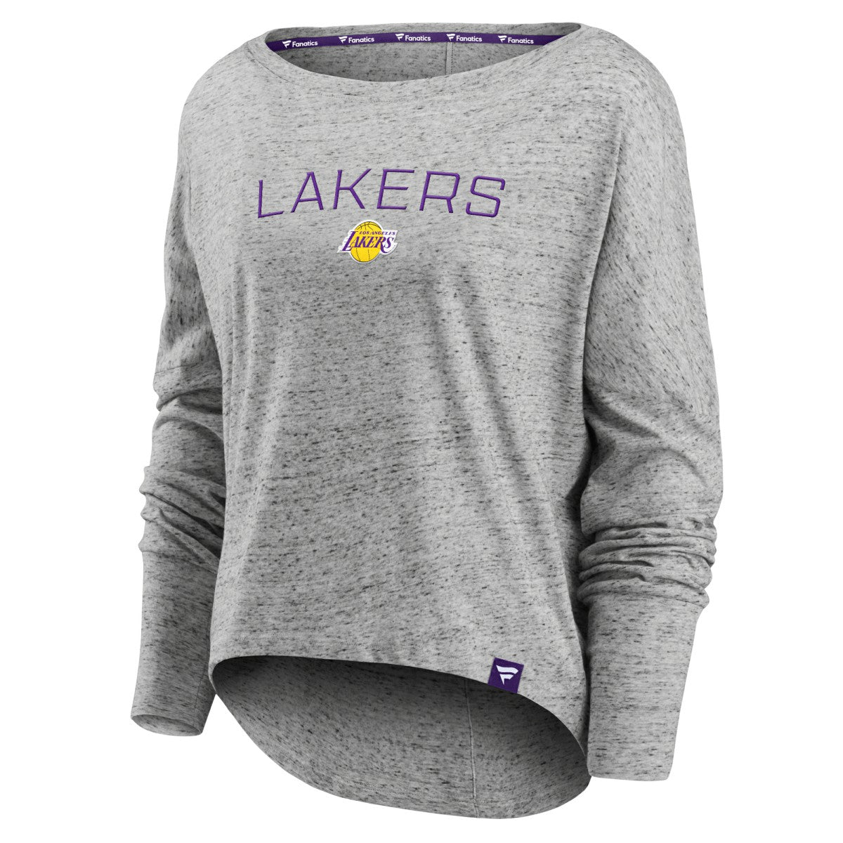 Los Angeles Lakers Women's Nostalgia Off-The-Shoulder Long Sleeve T-Shirt Heathered Gray - NBA
