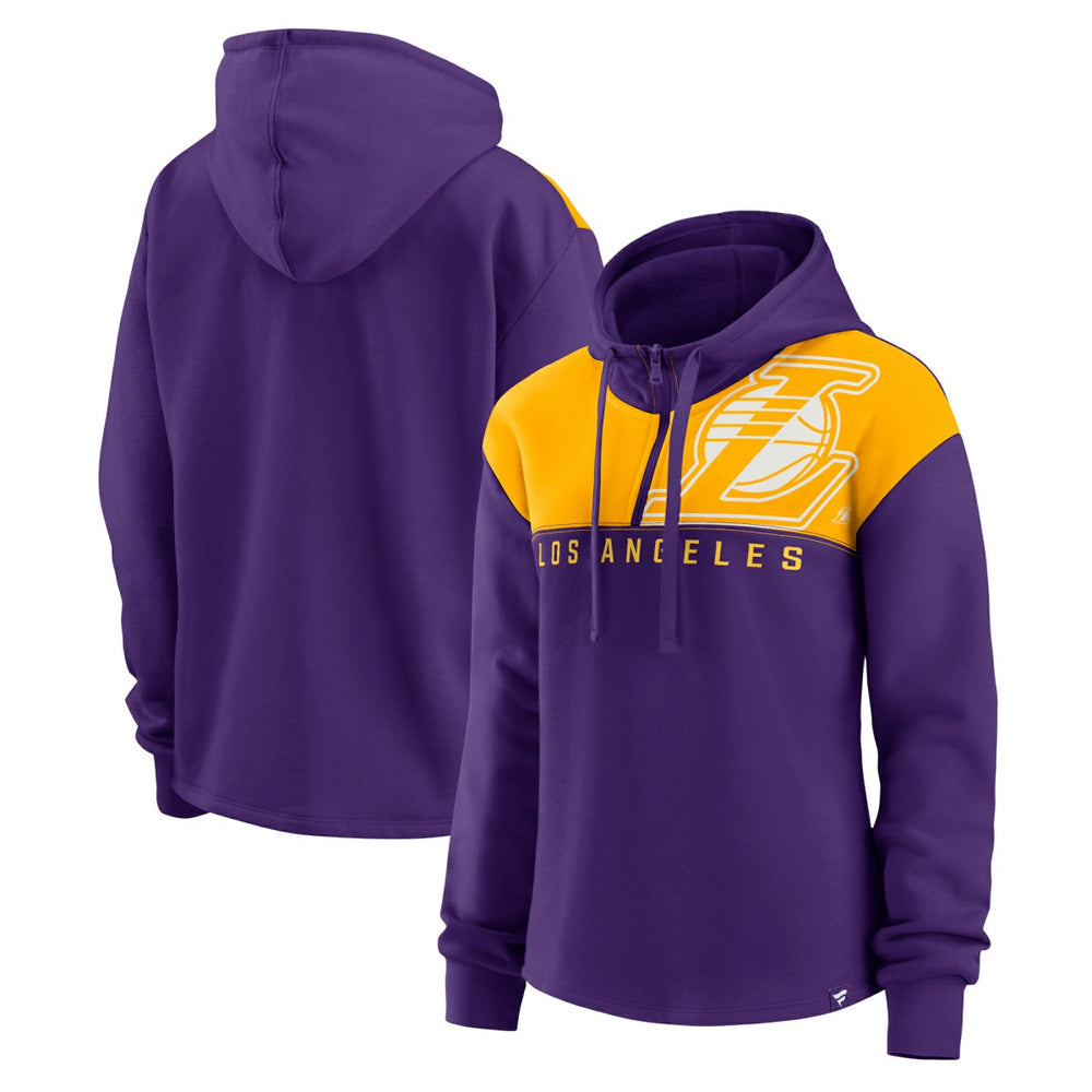 Los Angeles Lakers Women's Overslide Quarter-Zip Fleece Hoodie Purple - NBA