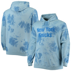 New York Knicks Big & Tall Wordmark Cloud Dye Pullover Hoodie Blue - NBA