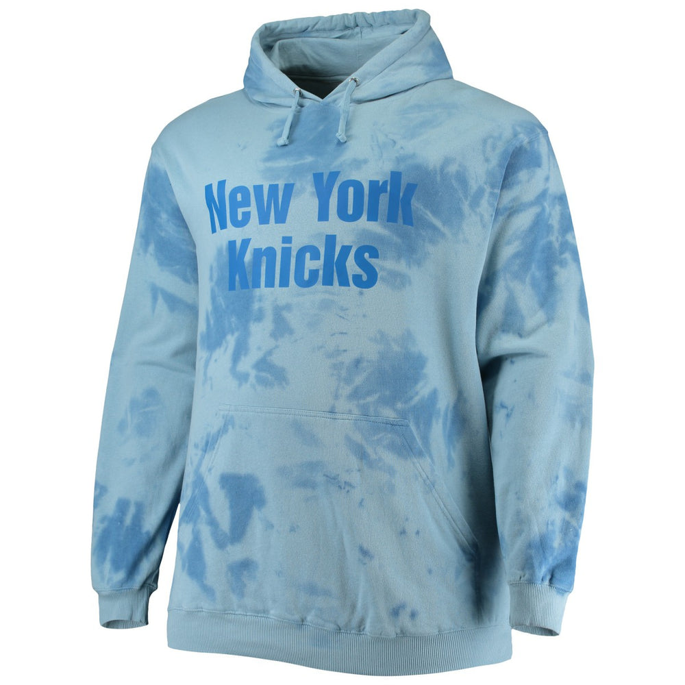New York Knicks Big & Tall Wordmark Cloud Dye Pullover Hoodie Blue - NBA