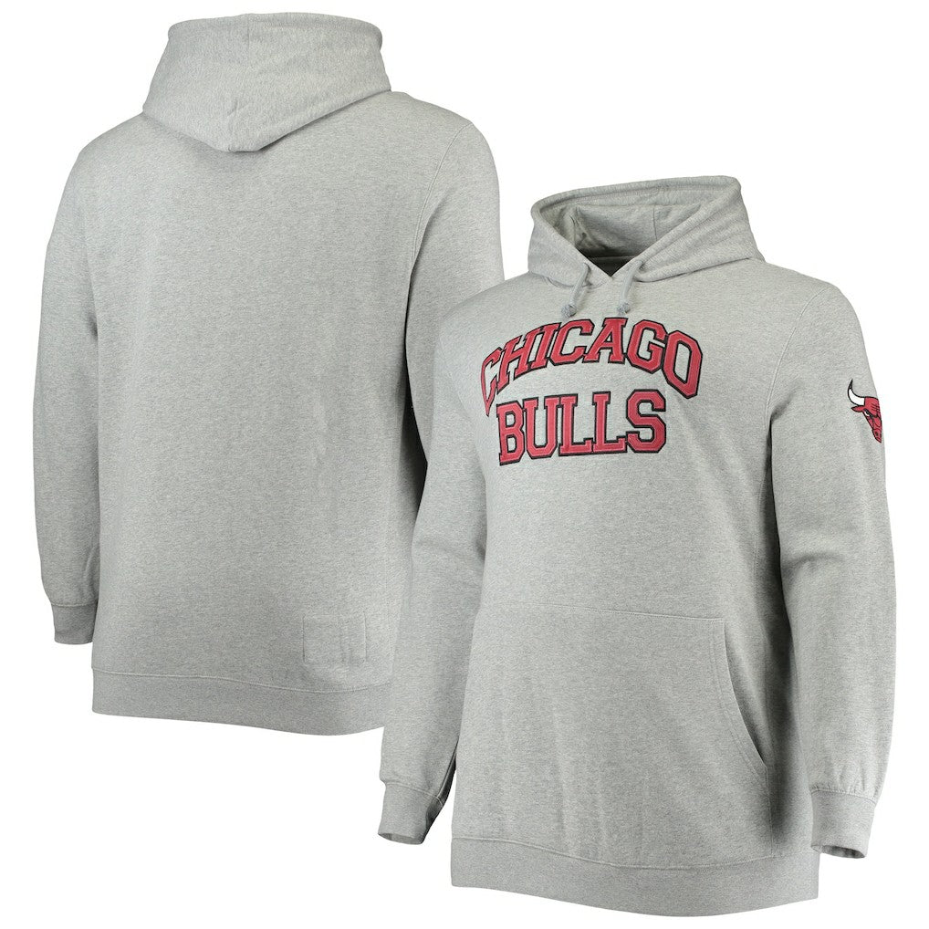 Chicago Bulls Hardwood Classics Big & Tall Throwback Pullover Hoodie Heathered Gray - NBA