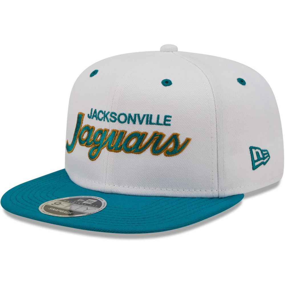Jacksonville Jaguars New Era Sparky Original 9FIFTY Snapback Hat White/Teal | NFL