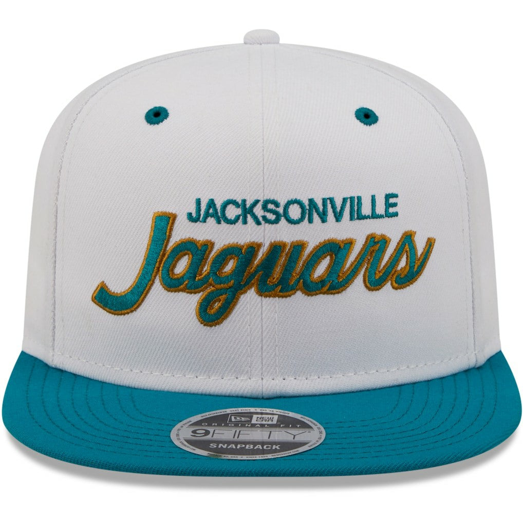 Jacksonville Jaguars New Era Sparky Original 9FIFTY Snapback Hat White/Teal | NFL