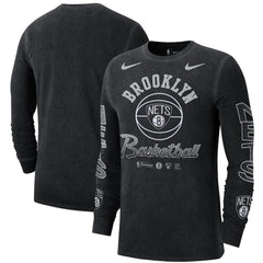 Brooklyn Nets Courtside Retro Elevated Long Sleeve T-Shirt Black - NBA