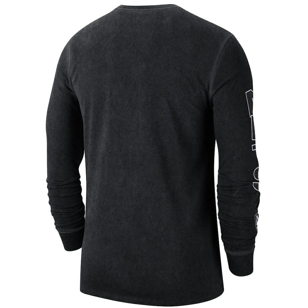 Brooklyn Nets Courtside Retro Elevated Long Sleeve T-Shirt Black - NBA