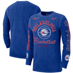 Philadelphia 76ers Courtside Retro Elevated Long Sleeve T-Shirt Royal - NBA