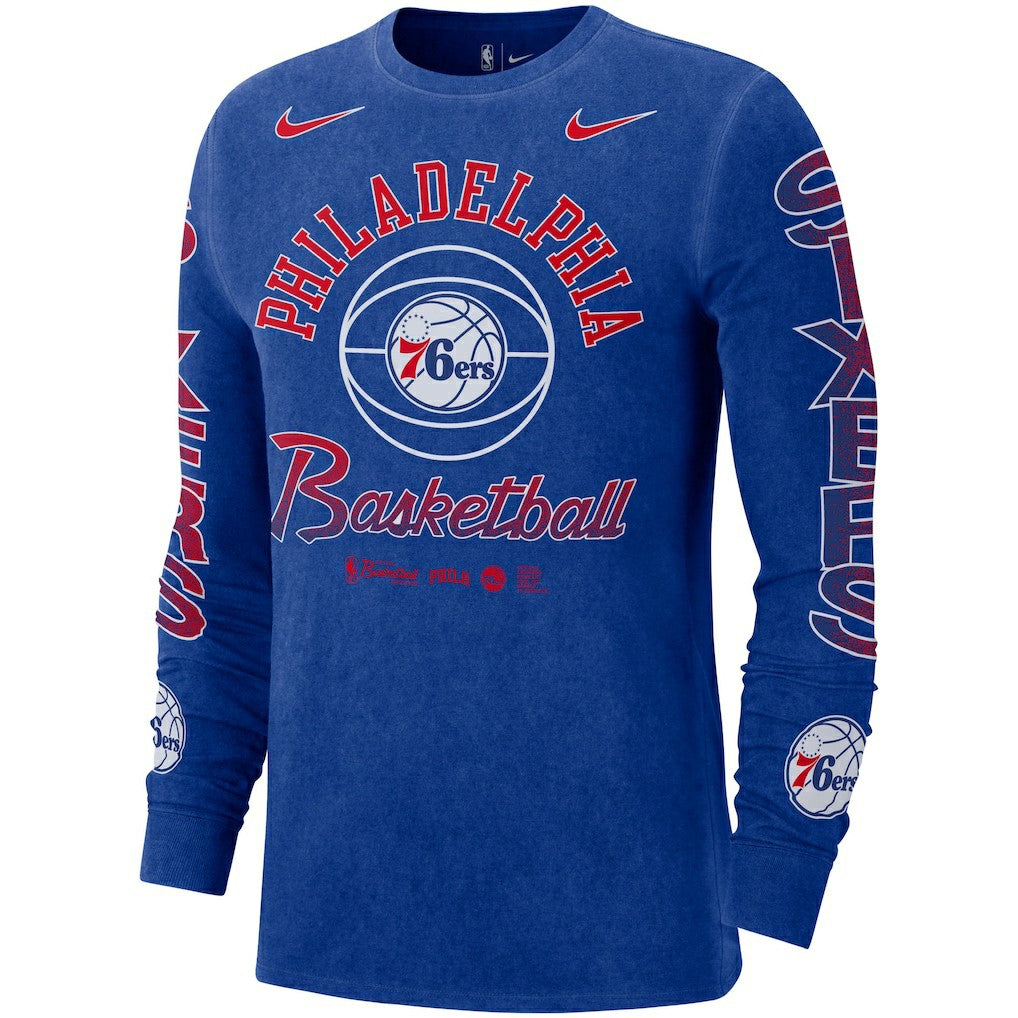 Philadelphia 76ers Courtside Retro Elevated Long Sleeve T-Shirt Royal - NBA