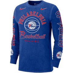 Philadelphia 76ers Courtside Retro Elevated Long Sleeve T-Shirt Royal - NBA