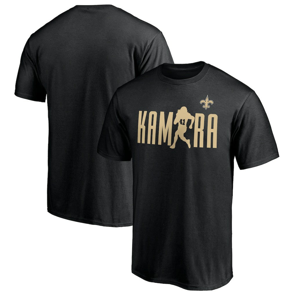 Alvin Kamara New Orleans Saints Checkdown T-Shirt Black | NFL
