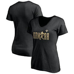Alvin Kamara New Orleans Saints Women's Checkdown V-Neck T-Shirt Black | NFL