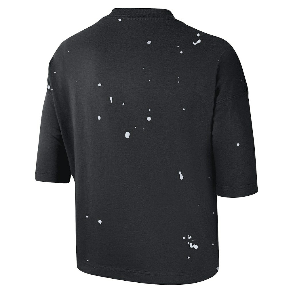 Brooklyn Nets Women's Courtside Splatter Cropped T-Shirt Black - NBA