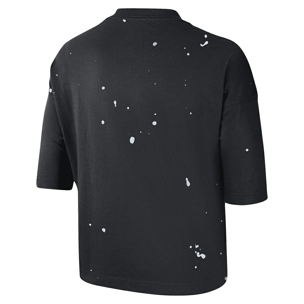 Brooklyn Nets Women's Courtside Splatter Cropped T-Shirt Black - NBA