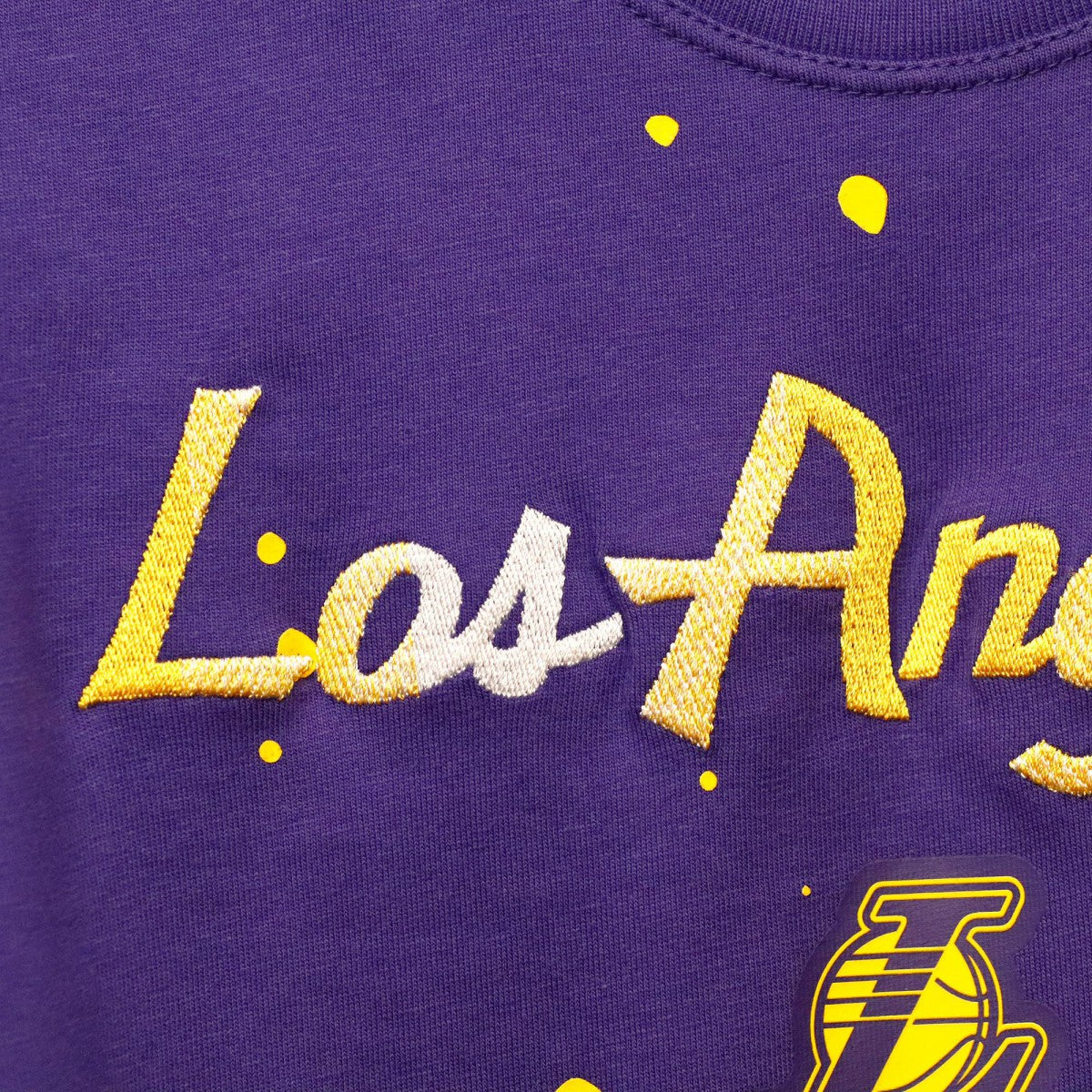 Los Angeles Lakers Women's Courtside Splatter Cropped T-Shirt Purple - NBA