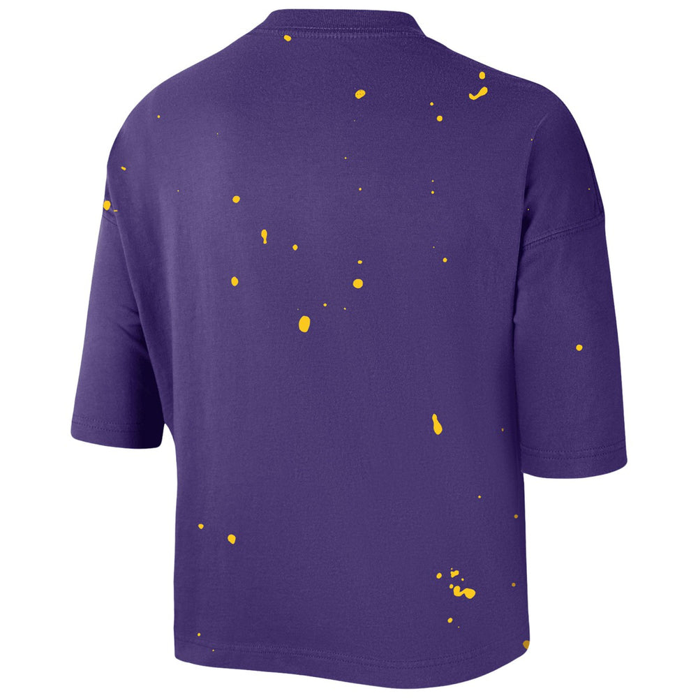 Los Angeles Lakers Women's Courtside Splatter Cropped T-Shirt Purple - NBA