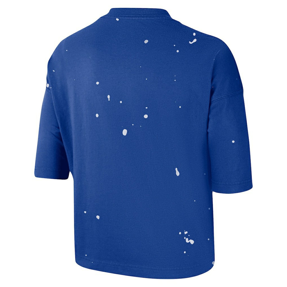Philadelphia 76ers Women's Courtside Splatter Cropped T-Shirt Royal - NBA