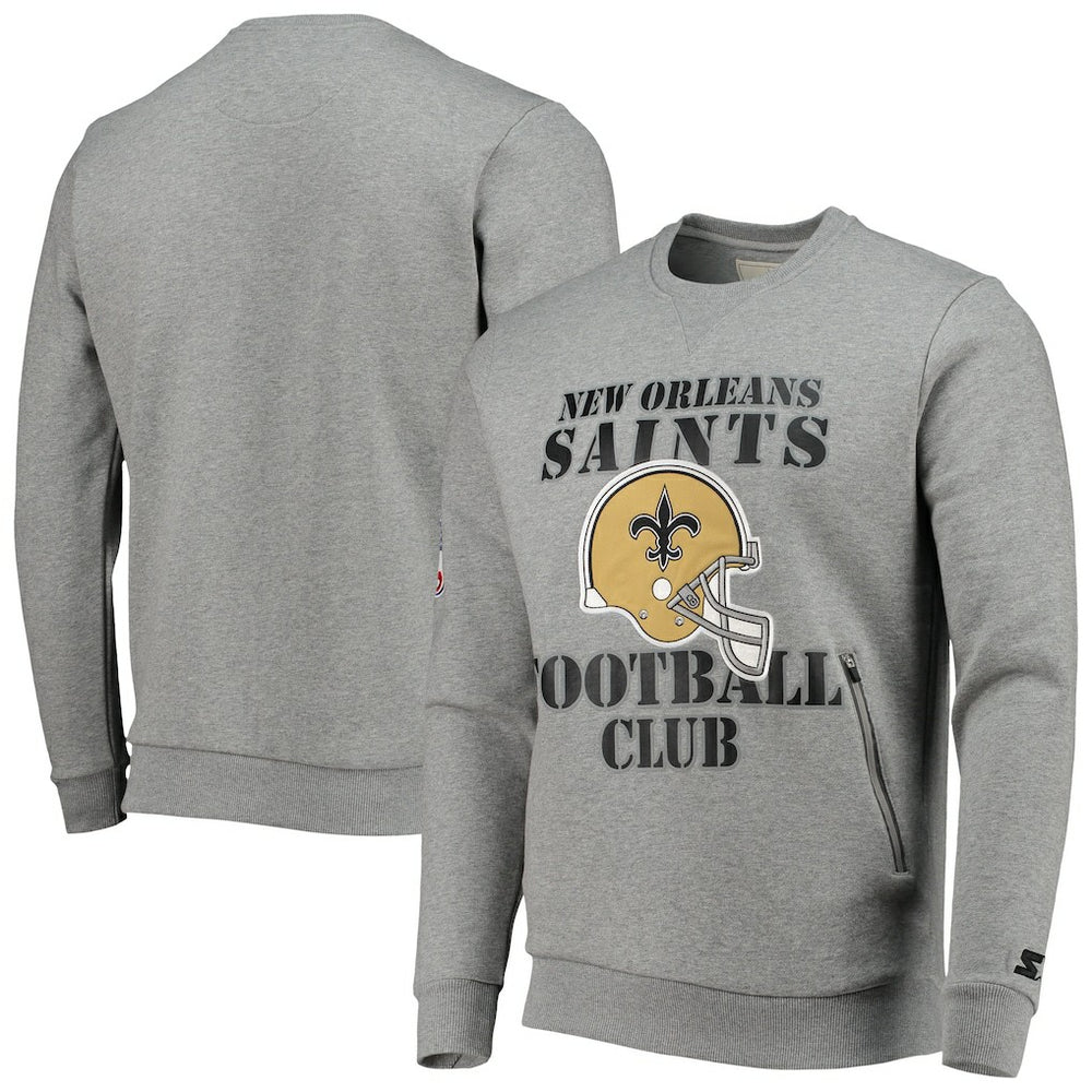 New Orleans Saints Starter Locker Room Throwback End Zone Pullover Sweatshirt Gray | NFL
