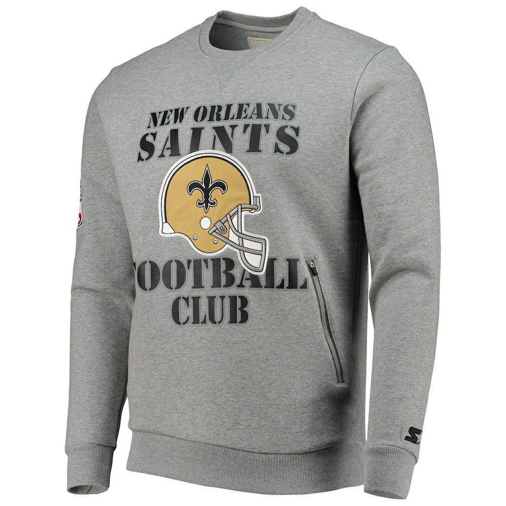 New Orleans Saints Starter Locker Room Throwback End Zone Pullover Sweatshirt Gray | NFL