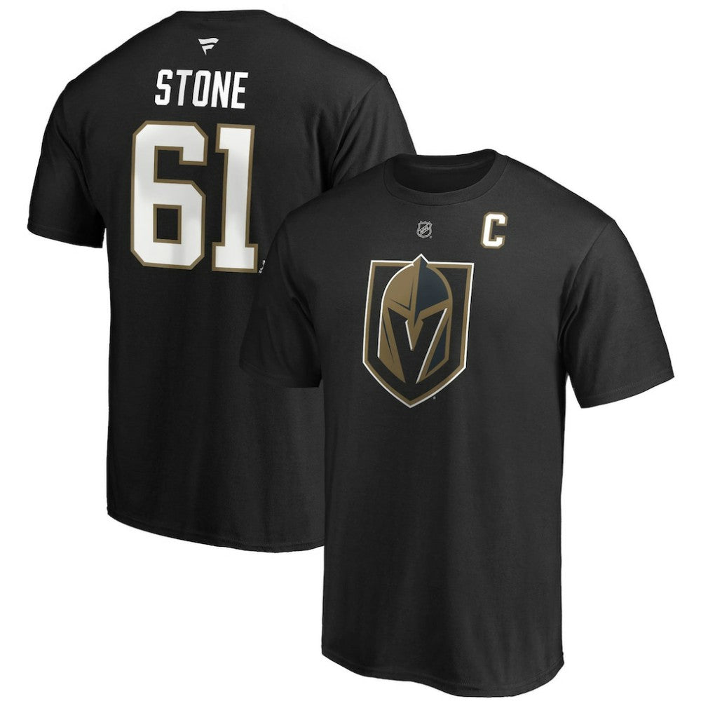 Mark Stone Vegas Golden Knights Fanatics Authentic Stack Player Name & Number Captain Patch T-Shirt - Black - NHL