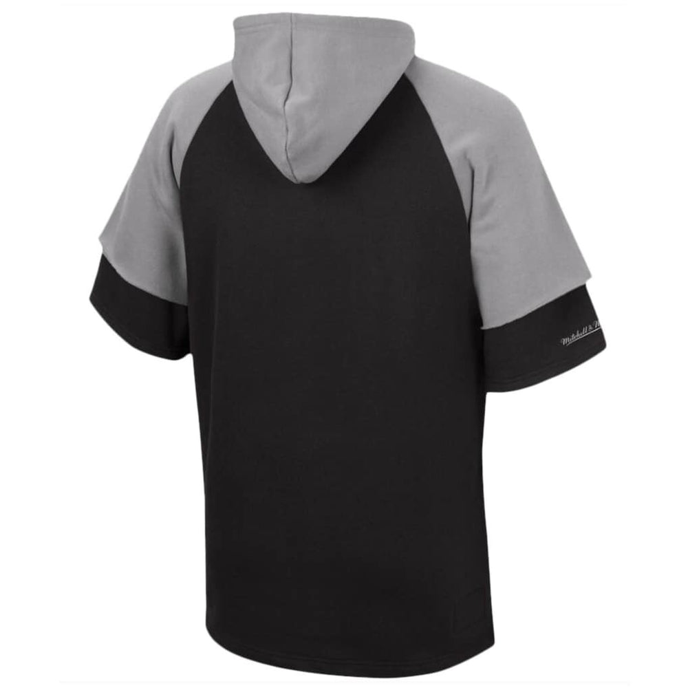Las Vegas Raiders Home Advantage Raglan Short Sleeve Pullover Hoodie Black | Mitchell & Ness