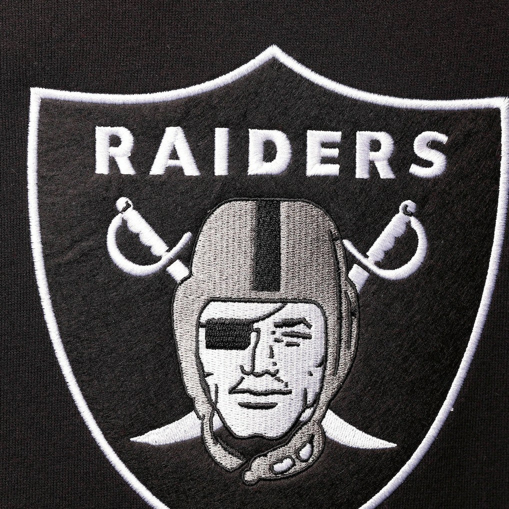 Las Vegas Raiders Home Advantage Raglan Short Sleeve Pullover Hoodie Black | Mitchell & Ness